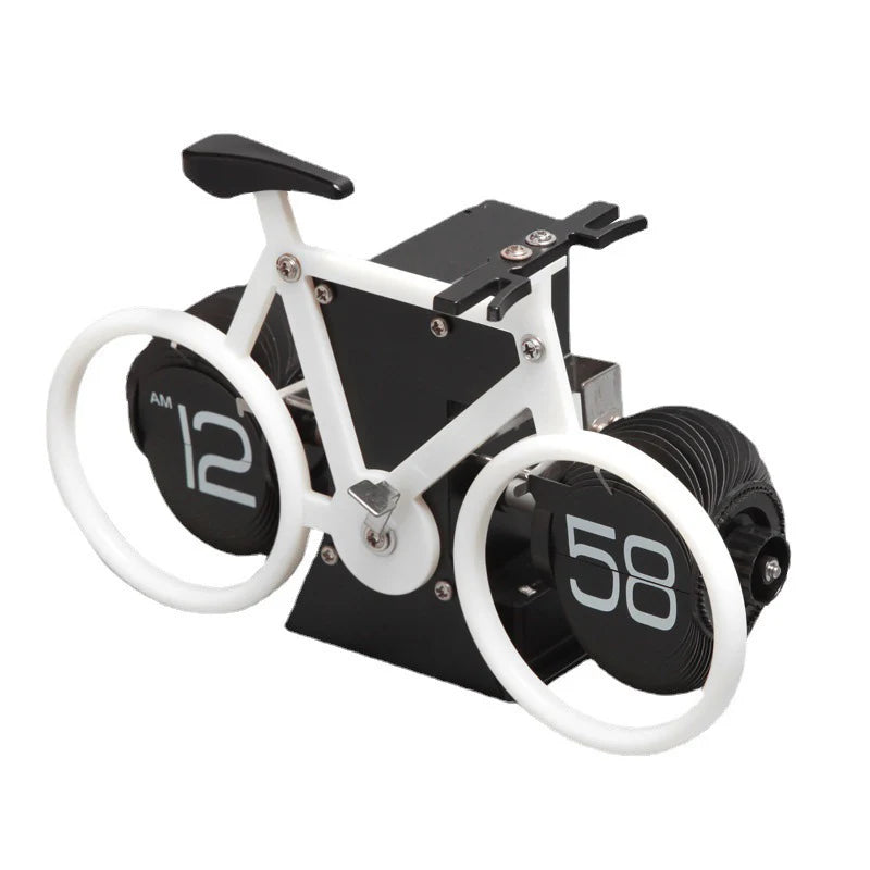 Modern Flip Clock Bicycle Shaped for Home Bedroom Dormitory Living Room Office Desktop Decoration Retro Style Big Number Clock